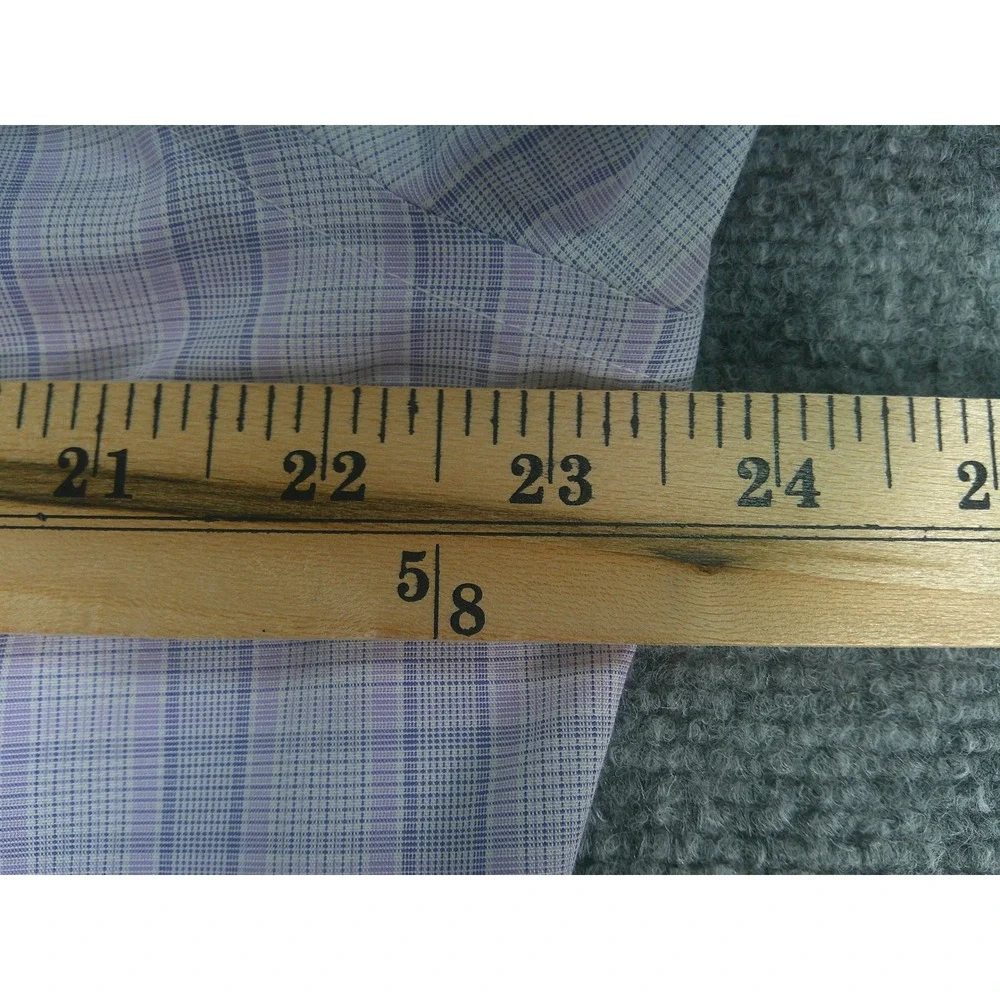 Banana Republic Men's Non-Iron Slim Fit Plaid Dress Shirt Purple White Large